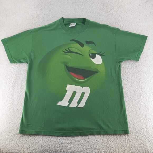 Vintage M&Ms Green Candy Shirt Mens XL 2009 Graphic Tee Funny Character Top - Picture 2 of 8